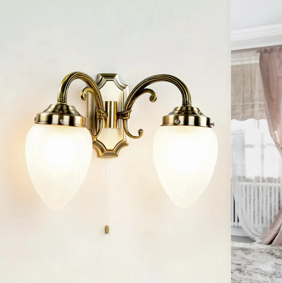 Easylight Längliche Wandleuchte mit Glasschirm Bronze farben< Glaslampen|Jugendstil Lampen