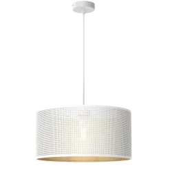 Hängelampen|Bürolampen*Luminex Loft Hängelampe in Weiß Gold E27 Ø40 cm rund Metall