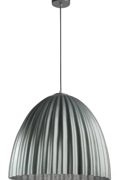 Wohnzimmerlampen|Esszimmer Lampen*Sigma Loft Hängelampe Metall Silber geriffelt Ø50 cm rund E27
