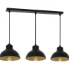 Luminex Loft Hängelampe Schwarz Gold Metall 3-flmg akzentuiert< Hängelampen|Bürolampen