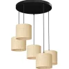 Luminex Loft Pendelleuchte Rattan Metall rund Ø58 cm E27 5-flmg< Hängelampen|Esszimmer Lampen