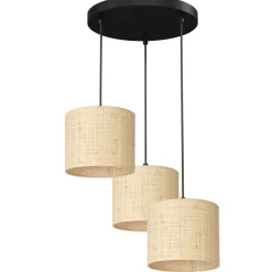 Hängelampen|Bürolampen*Luminex Loft Pendelleuchte Rattan Metall rund Ø45 cm E27 3-flmg