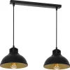 Hängelampen|Bürolampen*Luminex Loft Pendelleuchte Schwarz Gold Metall 65 cm E27 2-flmg
