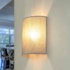 Duolla Loft Wandlampe Stoff Schirm halbrund E27 in Grau ALICE< Wandleuchten|Flurlampen