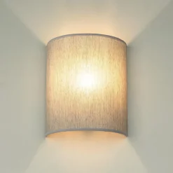 Duolla Loft Wandlampe Stoff Schirm halbrund E27 in Grau ALICE< Wandleuchten|Flurlampen