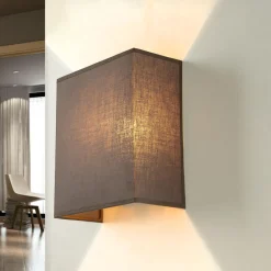Duolla Loft Wandleuchte Stoff Schirm Taupe Loft Design E27< Wandleuchten|Flurlampen