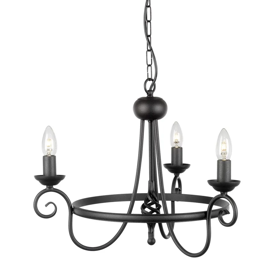 Rustikale Lampen|Designerlampen*Elstead Lüster CAMELOT 4 3-flmg verstellbar Esstisch Lampe