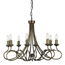 Rustikale Lampen|Designerlampen*Elstead Lüster GOTICA 6 Antik Gold Ø70cm kürzbar Esstisch