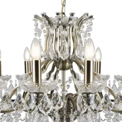 Searchlight Lüster Kristall Ø 88 cm groß Messing Antik 12x E14< Hängelampen|Esszimmer Lampen