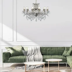 Searchlight Lüster Kristall Ø 88 cm groß Messing Antik 12x E14< Hängelampen|Esszimmer Lampen