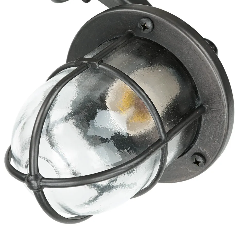 Lido Maritime Außenlampe Schwarz antik IP64 E27 Riffelglas Messing< Rustikale Lampen|Metall Lampen