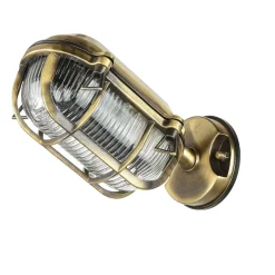 Lido Maritime Außenleuchte Messing geriffeltes Glas IP64 E27< Außenwandleuchten|Rustikale Lampen