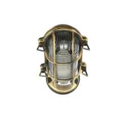 Lido Maritime Außenleuchte Messing geriffeltes Glas IP64 E27< Außenwandleuchten|Rustikale Lampen