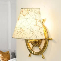 Wandleuchten|Lampen Aus Aller Welt*Laura Suardi Maritime Wand Lampe Messing Steuerrad VELIERO
