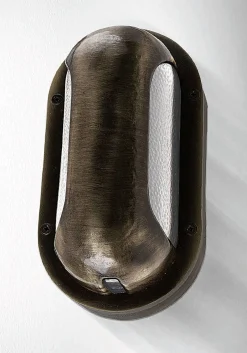 Andromeda Maritime Wandlampe außen Messing Glas E27 IP64 H: 23 cm< Außenwandleuchten|Feuchtraumleuchten