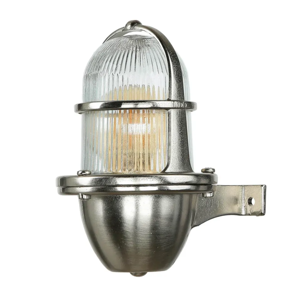 Außenwandleuchten|Rustikale Lampen*Lido Massive Wandleuchte Außen in Nickel Messing Glas