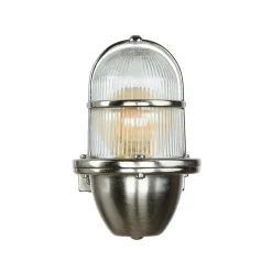 Außenwandleuchten|Rustikale Lampen*Lido Massive Wandleuchte Außen in Nickel Messing Glas