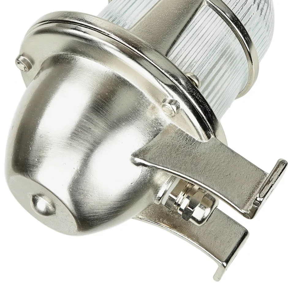 Außenwandleuchten|Rustikale Lampen*Lido Massive Wandleuchte Außen in Nickel Messing Glas