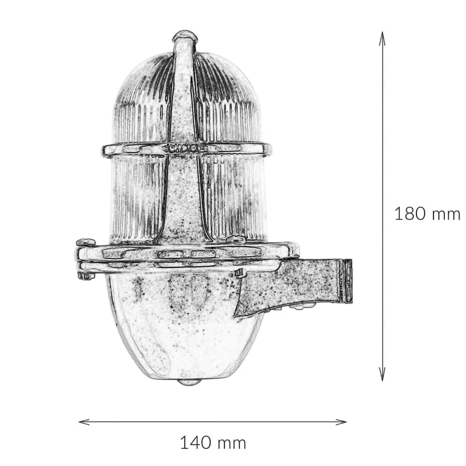 Außenwandleuchten|Rustikale Lampen*Lido Massive Wandleuchte Außen in Nickel Messing Glas