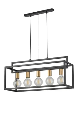 Wohnzimmerlampen|Esszimmer Lampen*Sigma Mehrflammige Hängelampe Gold Schwarz Metall E27