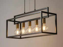 Wohnzimmerlampen|Esszimmer Lampen*Sigma Mehrflammige Hängelampe Gold Schwarz Metall E27