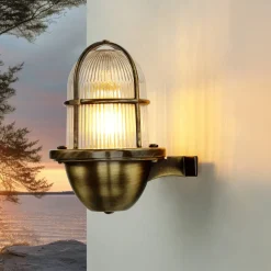 Rustikale Lampen|Metall Lampen*Lido Messing Außenleuchte Antik Gitter Schirm SANTORIN