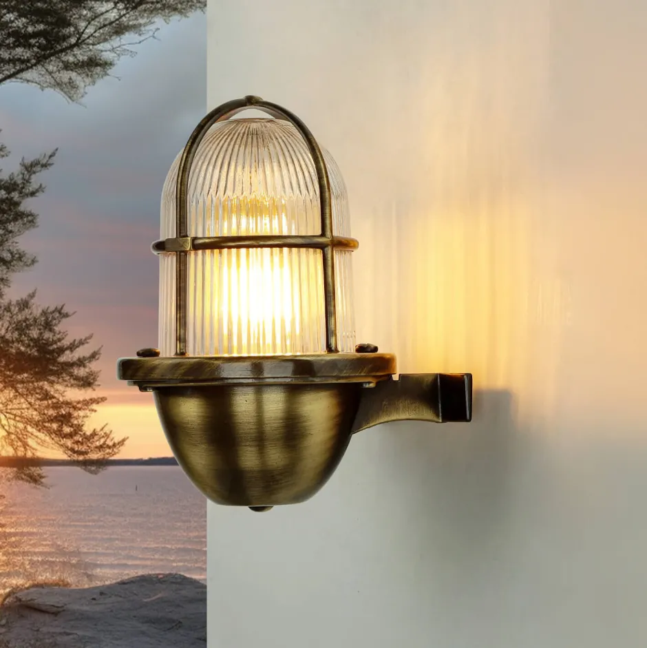 Rustikale Lampen|Metall Lampen*Lido Messing Außenleuchte Antik Gitter Schirm SANTORIN