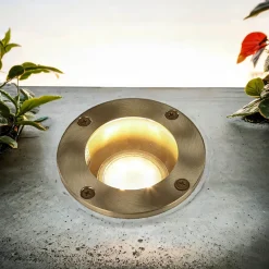 Lido Messing Einbauleuchte rund IP54 GU10 außen Ø10,5cm< Metall Lampen|Messinglampen