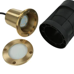 Lido Messing Einbauleuchte rund IP54 GU10 außen Ø10,5cm< Metall Lampen|Messinglampen