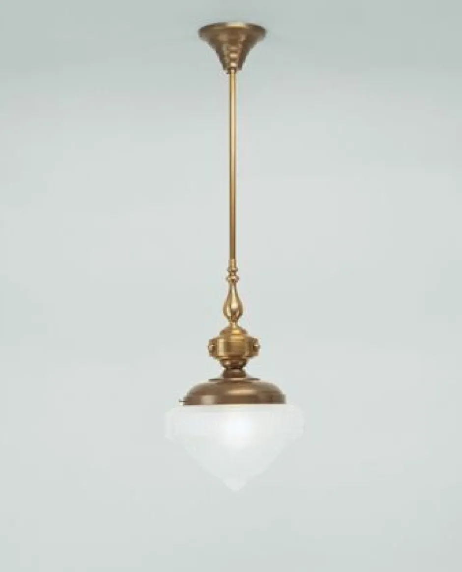 Hängelampen|Bürolampen*Berliner Messingleuchten Messing Hängelampe Glas blendarm E27 Ø28 cm gemütlich