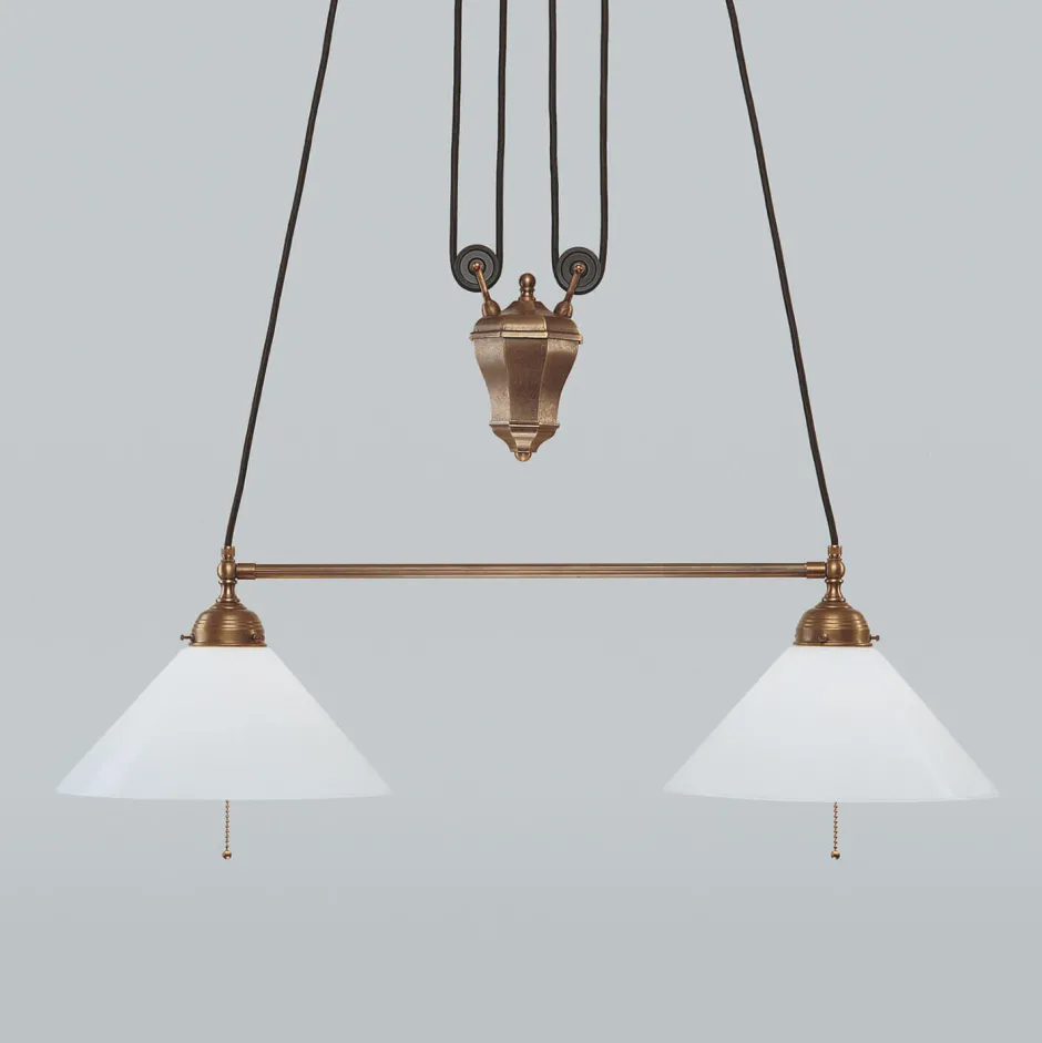 Wohnzimmerlampen|Metall Lampen*Berliner Messingleuchten Messing Hängeleuchte mit Zugpendel ED