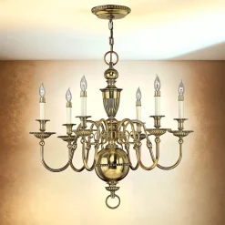 Elstead Messing Kronleuchter Wohnzimmer Barock opulent< Hängelampen|Rustikale Lampen