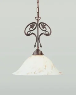 Hängelampen|Bürolampen*Berliner Messingleuchten Messing Pendelleuchte Antik Glas in Marmor E27 Ø35 cm