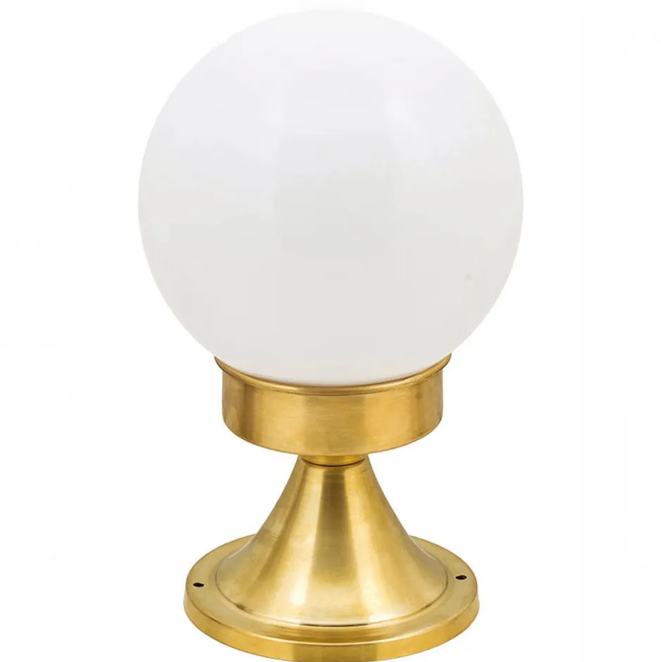 Messinglampen|Metall Lampen*Lido Messing Sockelleuchte Kugel Schirm H:25cm Ø15cm