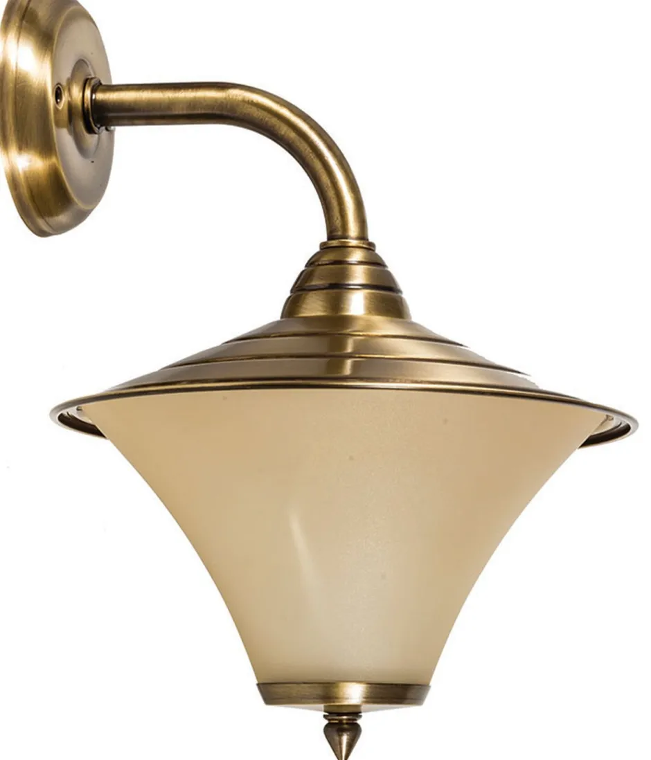 Rustikale Lampen|Metall Lampen*Lido Messing Wandlampe Glas Schirm Rustikal Haustür KORE