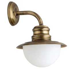 Lido Messing Wandlampe Glas Schirm Außenwand PELLA< Außenwandleuchten|Rustikale Lampen