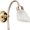 Lido Messing Wandlampe Glas Schirm Badezimmer Flur E14< Wandleuchten|Messinglampen