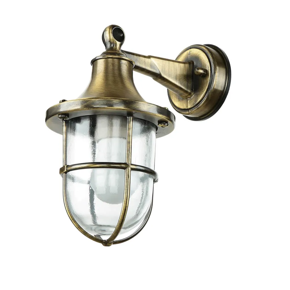 Lido Messing Wandlampe IP64 Maritim Haus Hof SANTORIN< Metall Lampen|Messinglampen