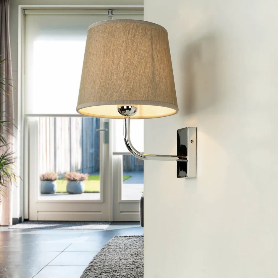 Giovanni Battista Messing Wandleuchte E27 Beige Silber elegant< Wandleuchten|Küchenlampen