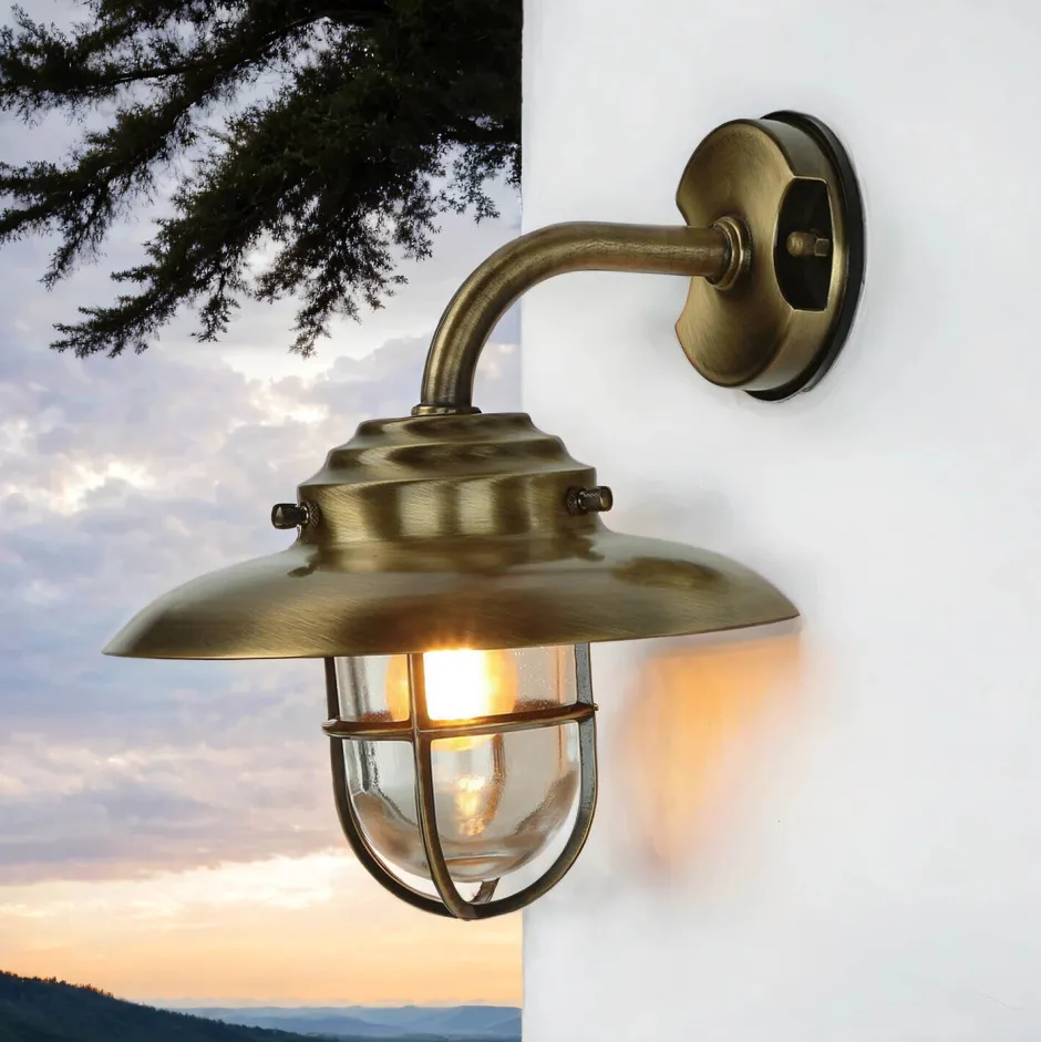 Lido Messing Wandleuchte Maritim Außenwand wetterfest< Außenwandleuchten|Rustikale Lampen