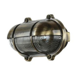 Rustikale Lampen|Metall Lampen*Lido Messing Wandleuchte oval IP64 Maritim außen