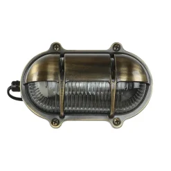 Rustikale Lampen|Metall Lampen*Lido Messing Wandleuchte oval IP64 Maritim außen