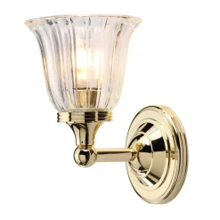 Elstead Messinglampe Bad IP44 mit LED Glas Schirm Jugendstil< Wandleuchten|Badezimmer Lampe