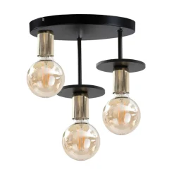 Keter Metall Deckenleuchte Schwarz Gold Holz Ø30cm Retro< Deckenleuchten|Wohnzimmerlampen