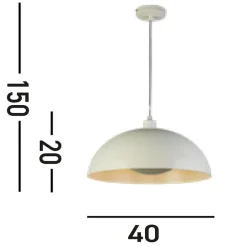 Searchlight Metall Hängelampe in Creme E27 bis 60 W Ø40 cm rund< Wohnzimmerlampen|Esszimmer Lampen