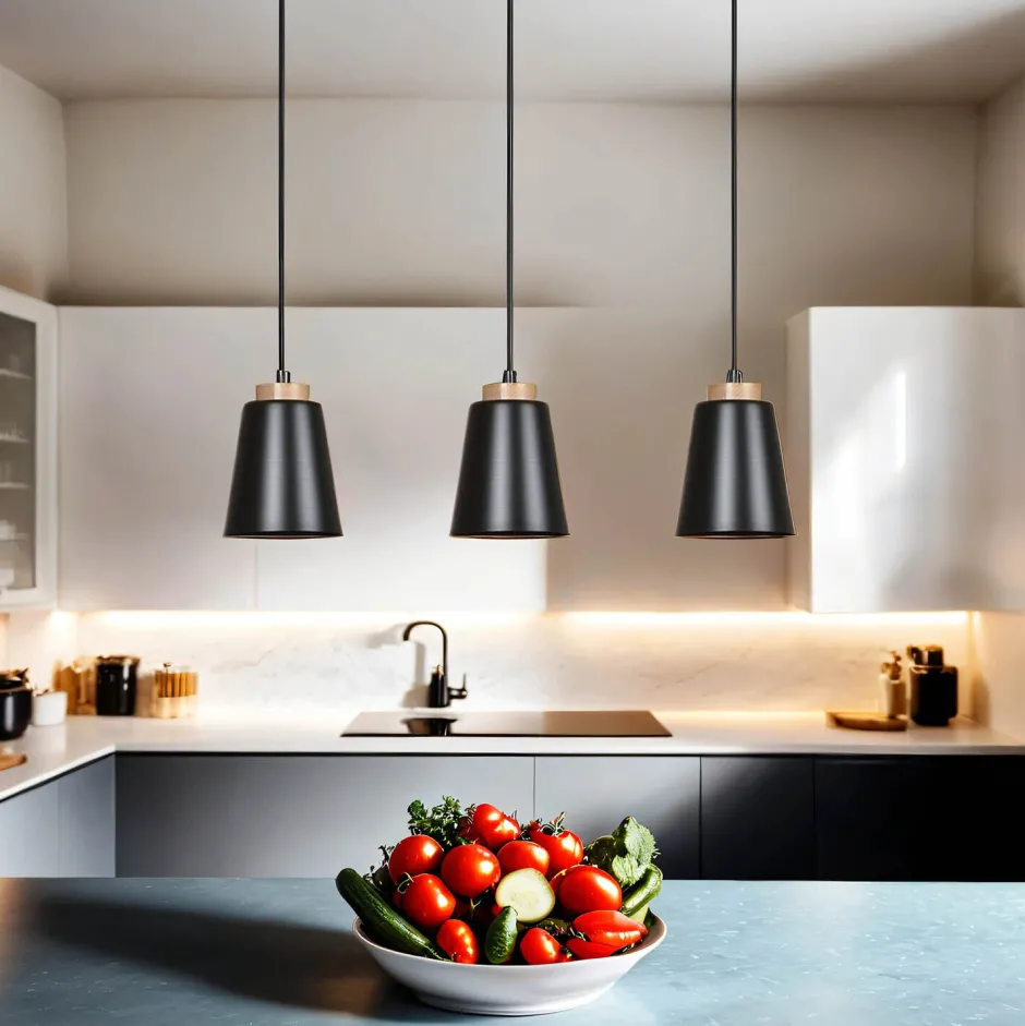 Emibig Metall Hängelampe Schwarz Metall Holz Esstisch< Wohnzimmerlampen|Skandinavische Lampen