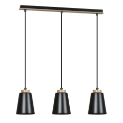 Emibig Metall Hängelampe Schwarz Metall Holz Esstisch< Wohnzimmerlampen|Skandinavische Lampen