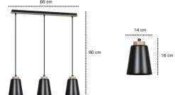 Emibig Metall Hängelampe Schwarz Metall Holz Esstisch< Wohnzimmerlampen|Skandinavische Lampen