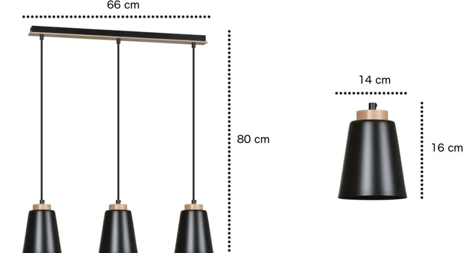 Emibig Metall Hängelampe Schwarz Metall Holz Esstisch< Wohnzimmerlampen|Skandinavische Lampen