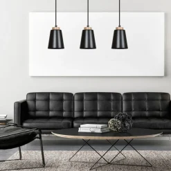 Emibig Metall Hängelampe Schwarz Metall Holz Esstisch< Wohnzimmerlampen|Skandinavische Lampen